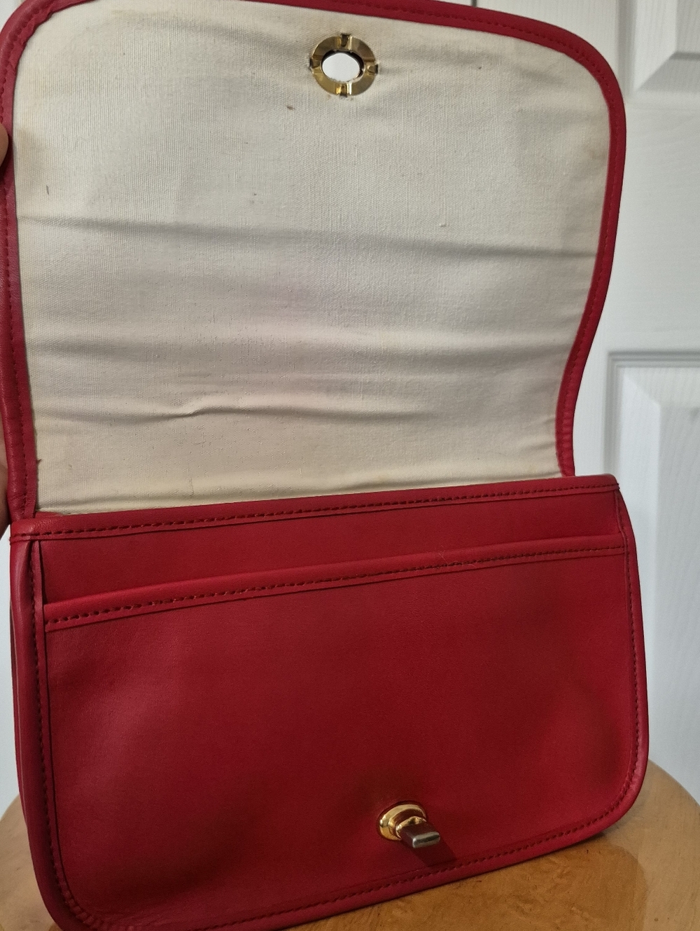 TANNERY WEST vintage Red Leather Turnlock Satchel - Picture 10 of 16